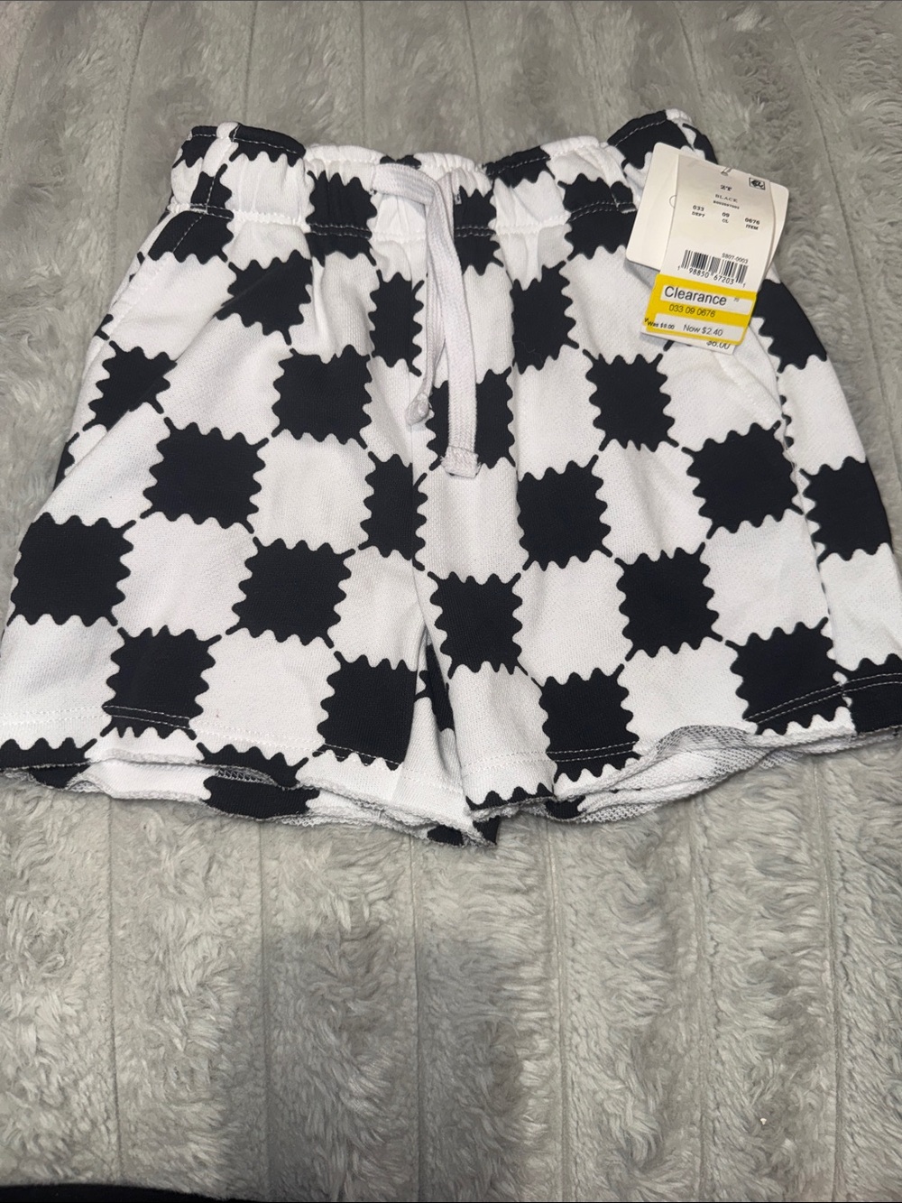 Kids Black & White Geometric Athletic Shorts